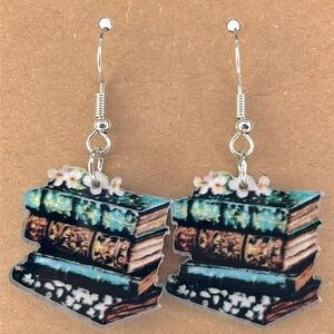 Books Dangle Earrings 2D Acrylic